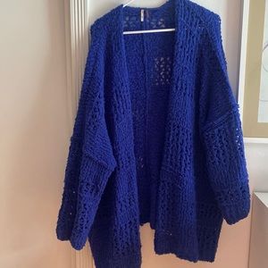 Blue boho free people cardigan